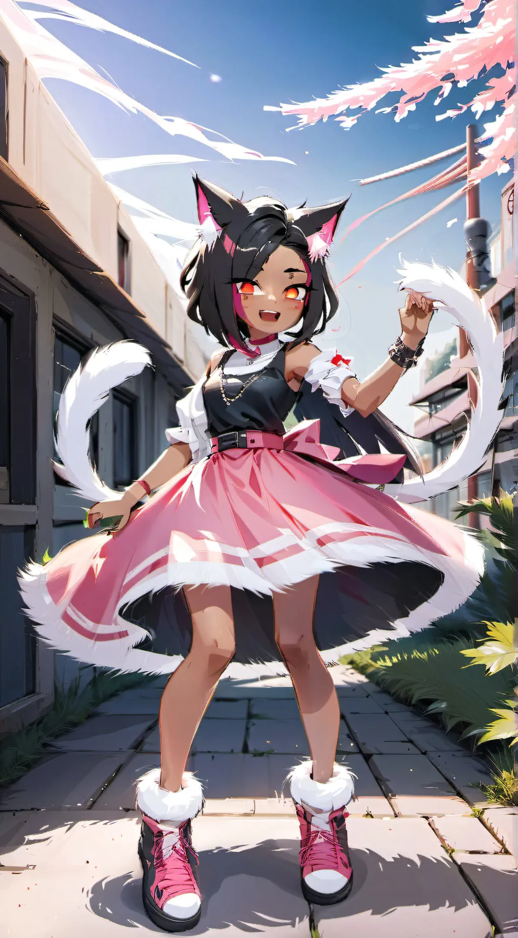 ai character: Lunar the cat girl background