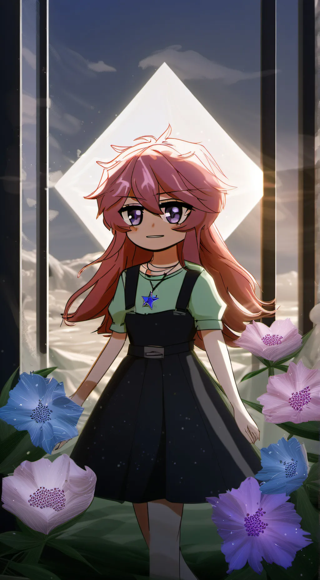 ai character: Ruby red background