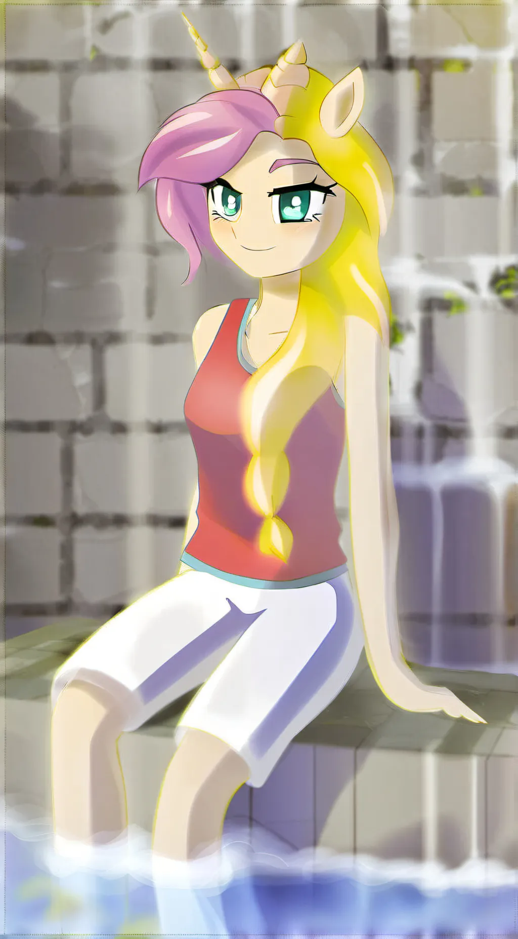 ai character: sunset Shimmer  background
