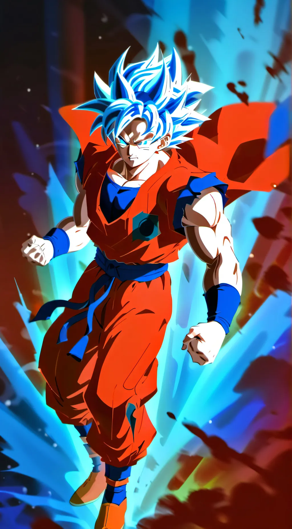 ai character:  goku ssjb x 100 background