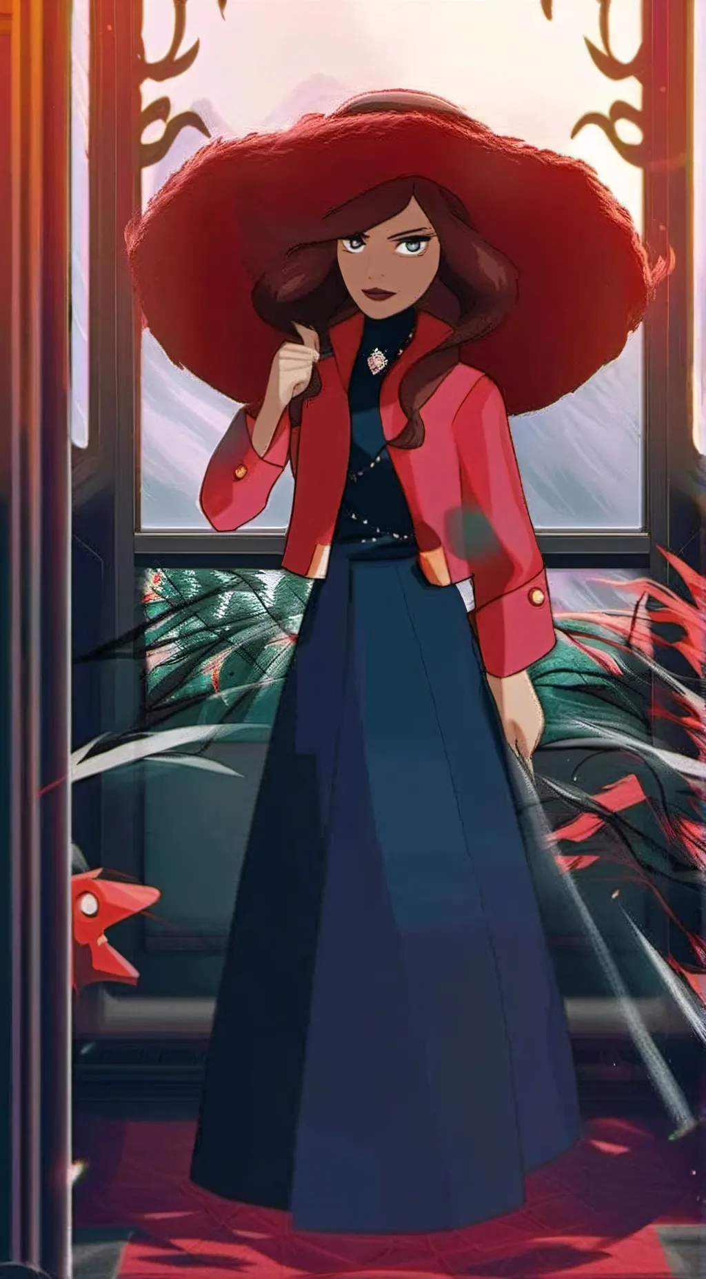 ai character: Carmen Sandiego  background