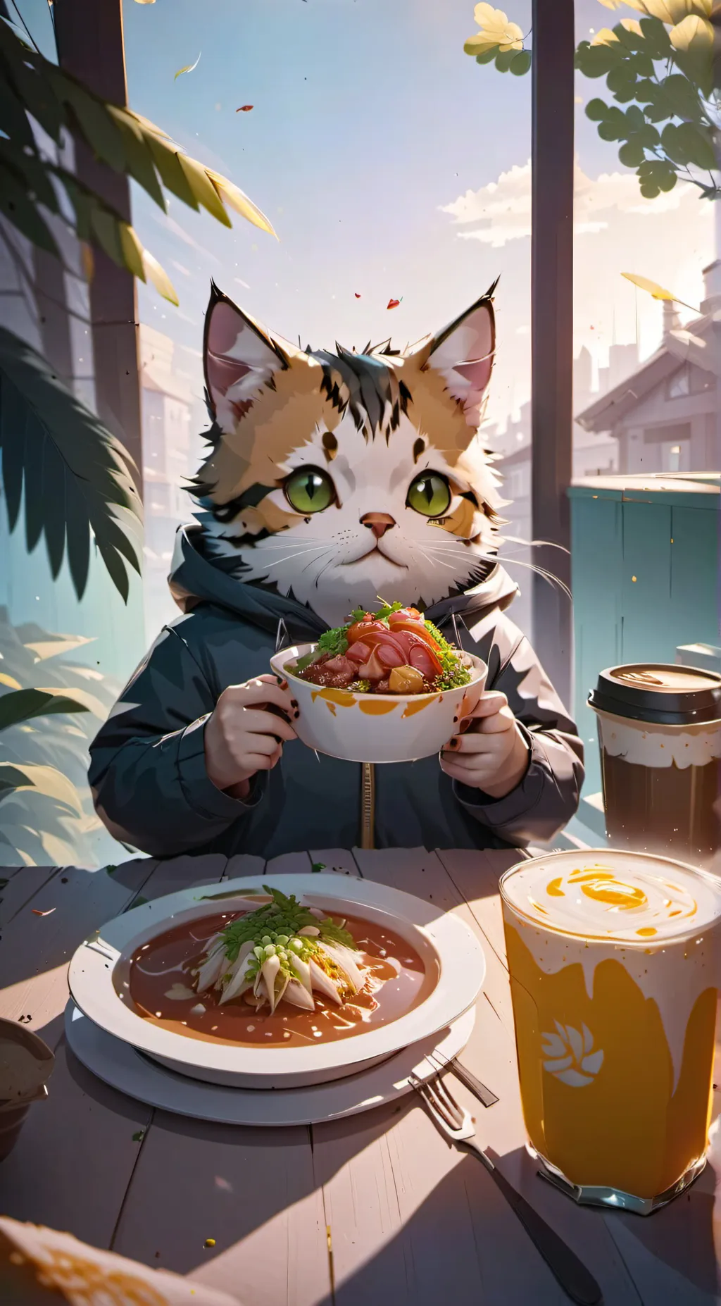 ai character: stray  cat background