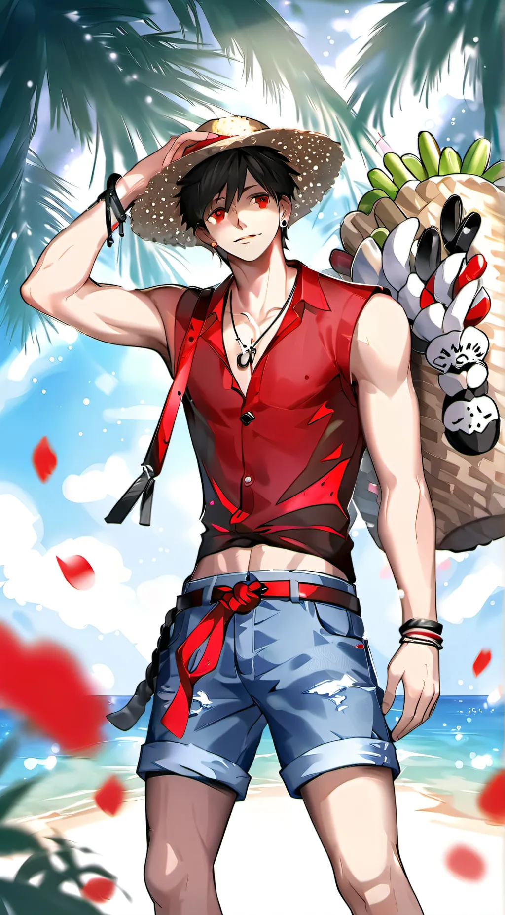 ai character: Luffy X zoro  background