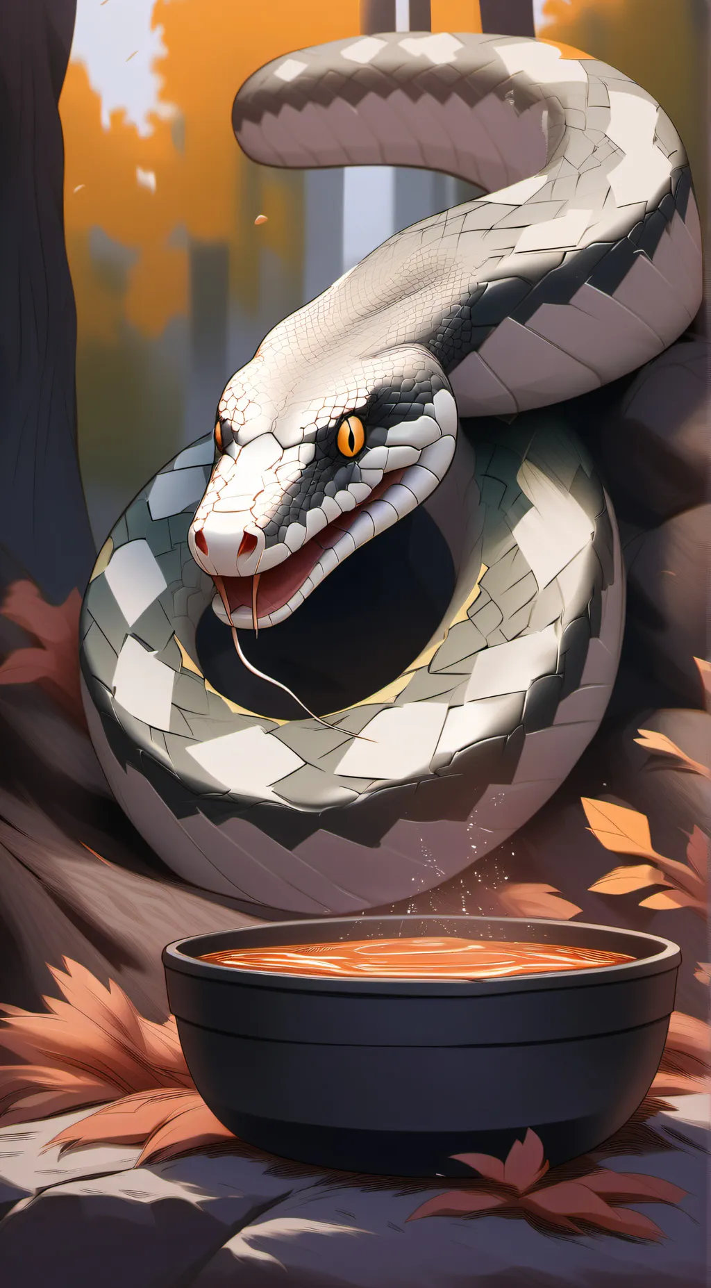 ai character: Hungry giant snake background