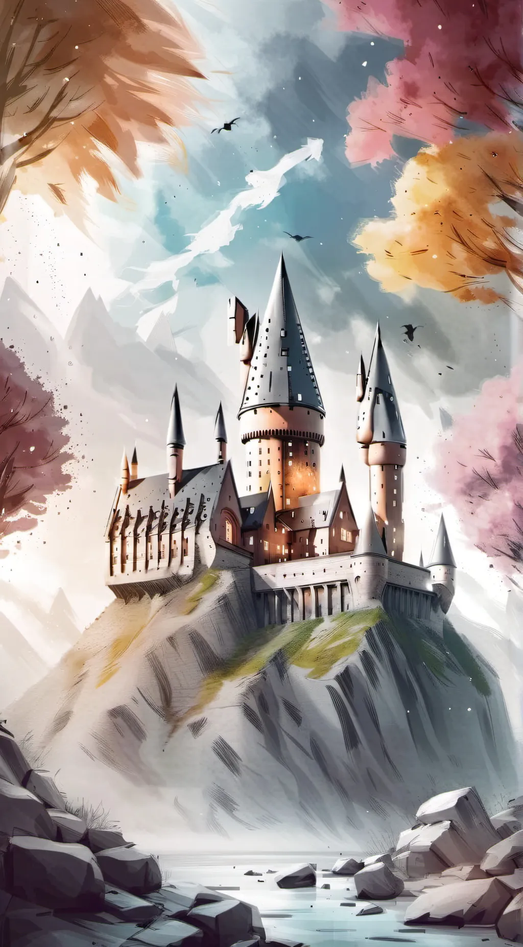 ai character: Hogwarts Halloween background