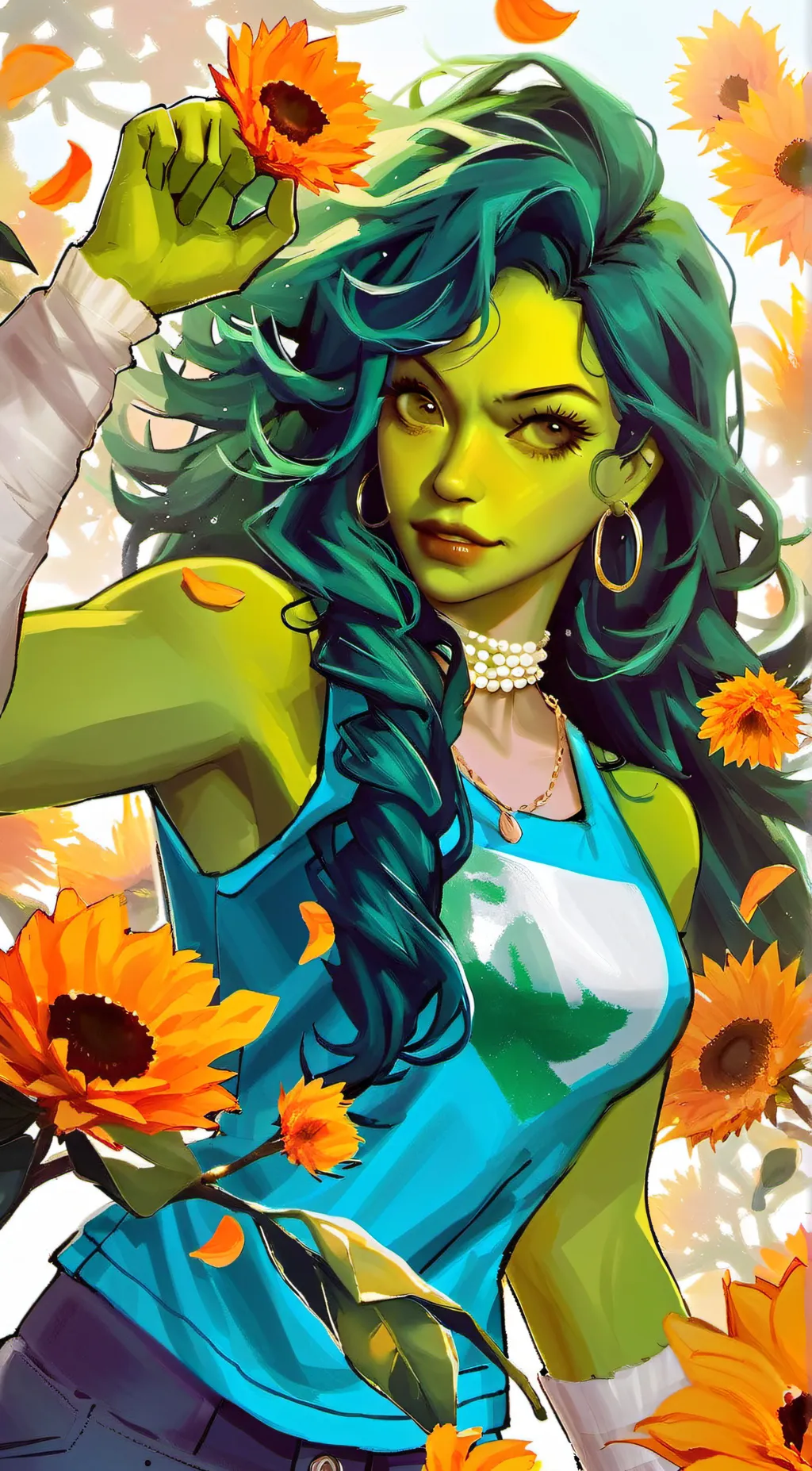 ai character: She Hulk background