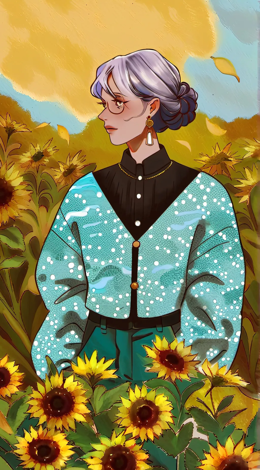 ai character: Sunflower background