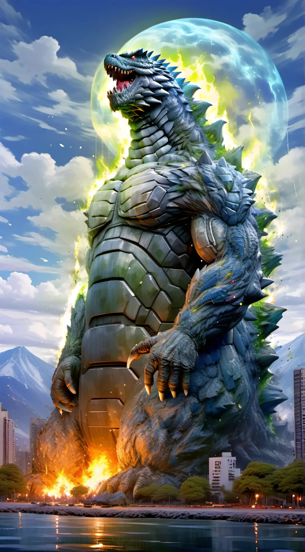 ai character: Godzilla background