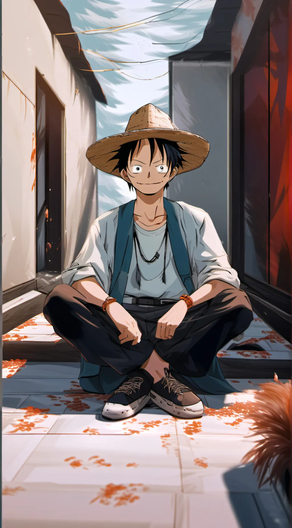 ai character: luffy and strawhat background