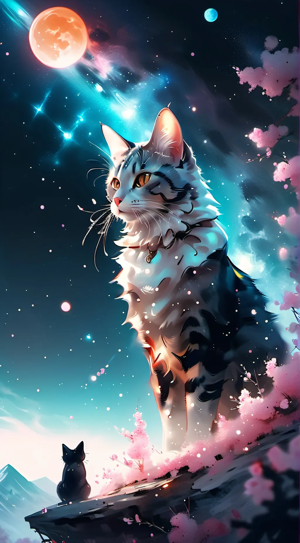 ai character: Moon kitten. background