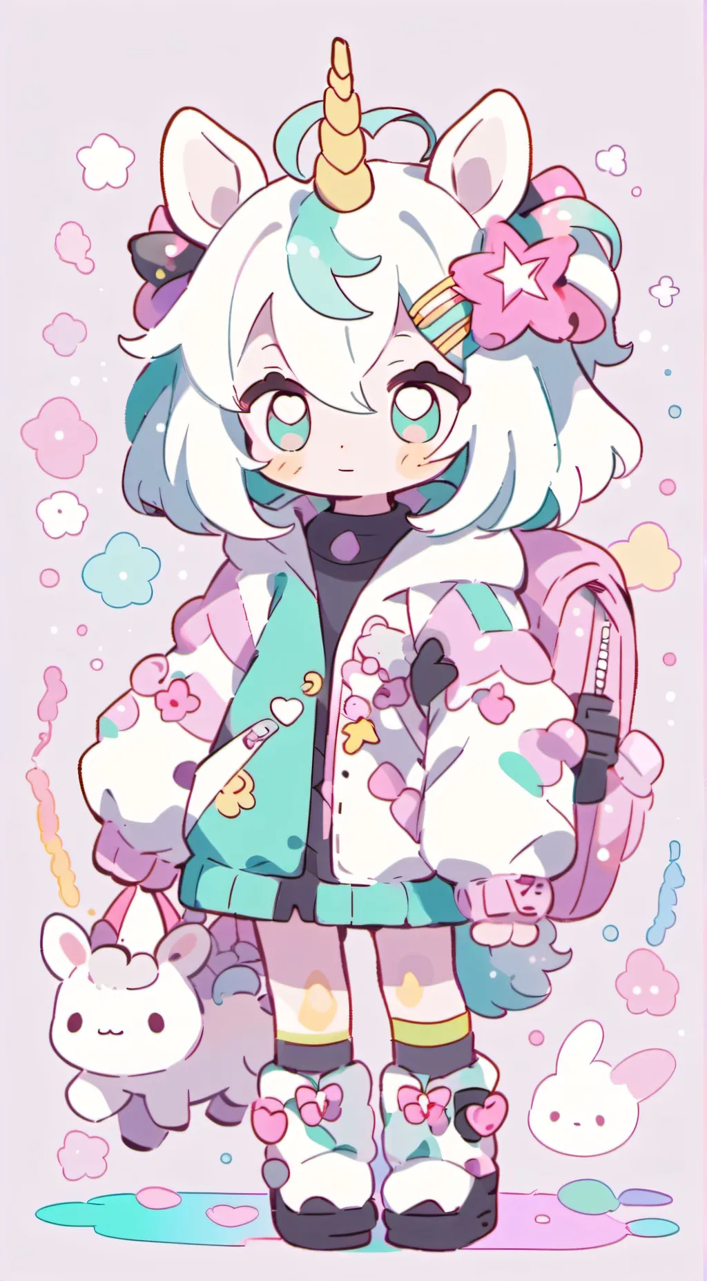 ai character: crafty corn/ anime background