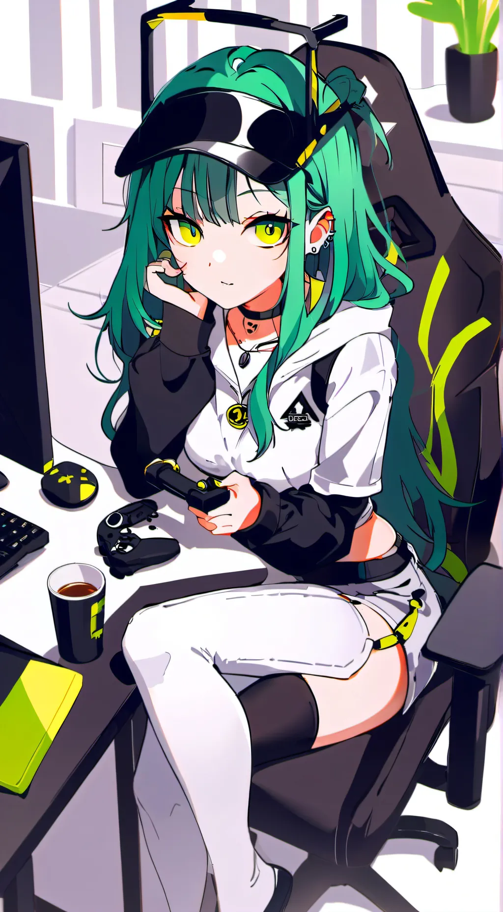 ai character: Green background