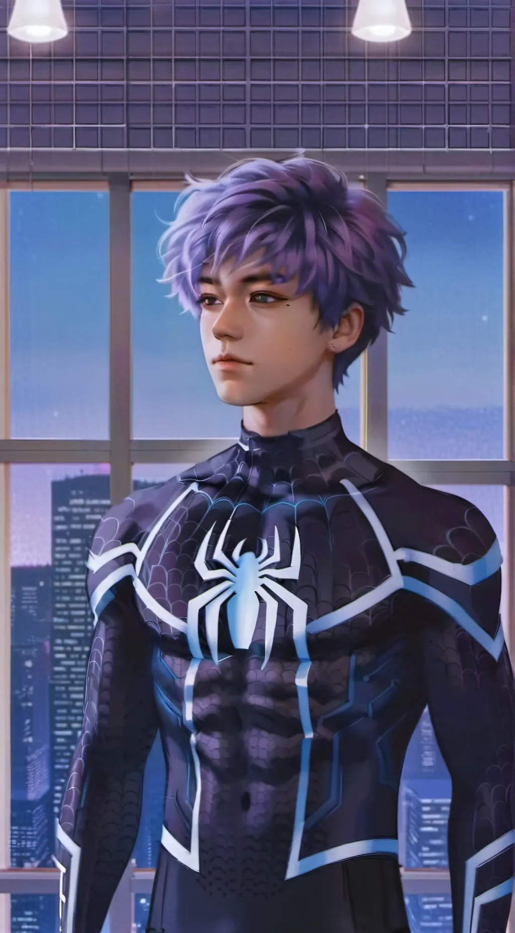 ai character: Shinsou (Spiderman background
