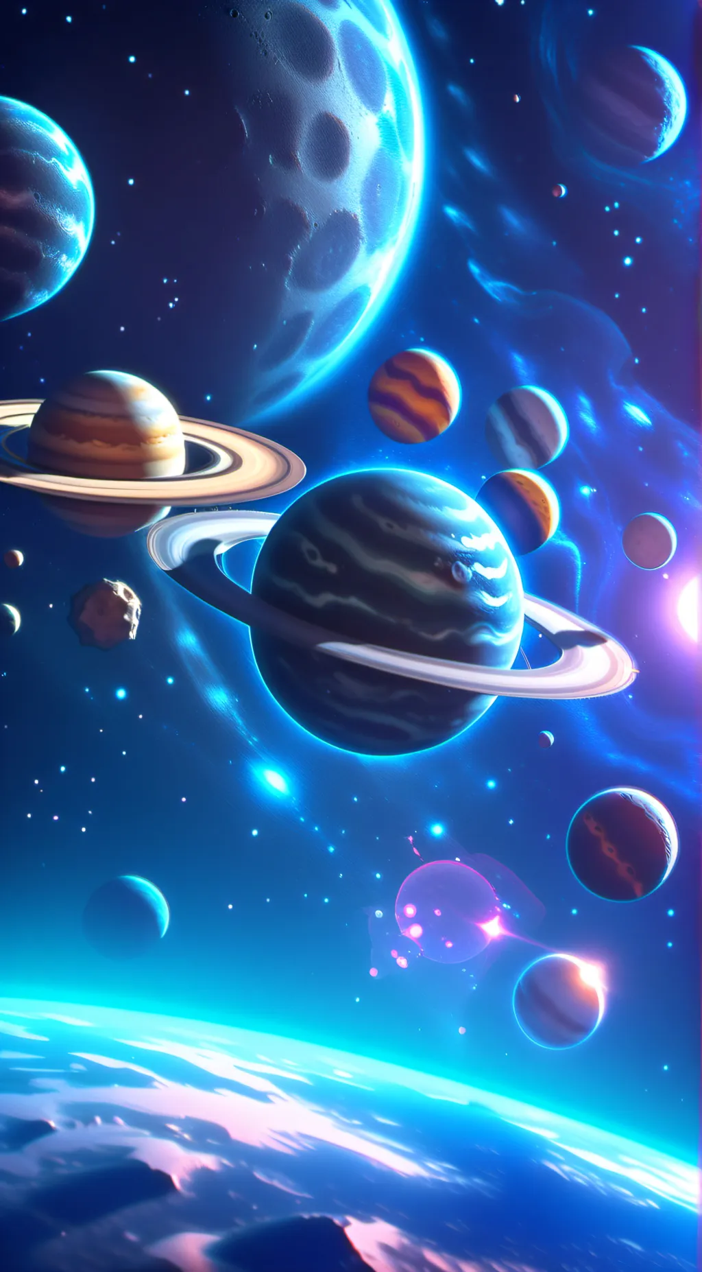 ai character: Solar balls background