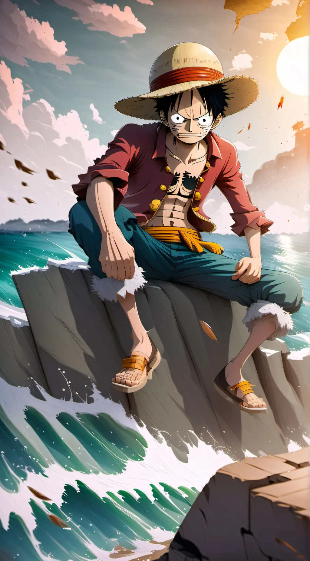 ai character: Luffy but mean background