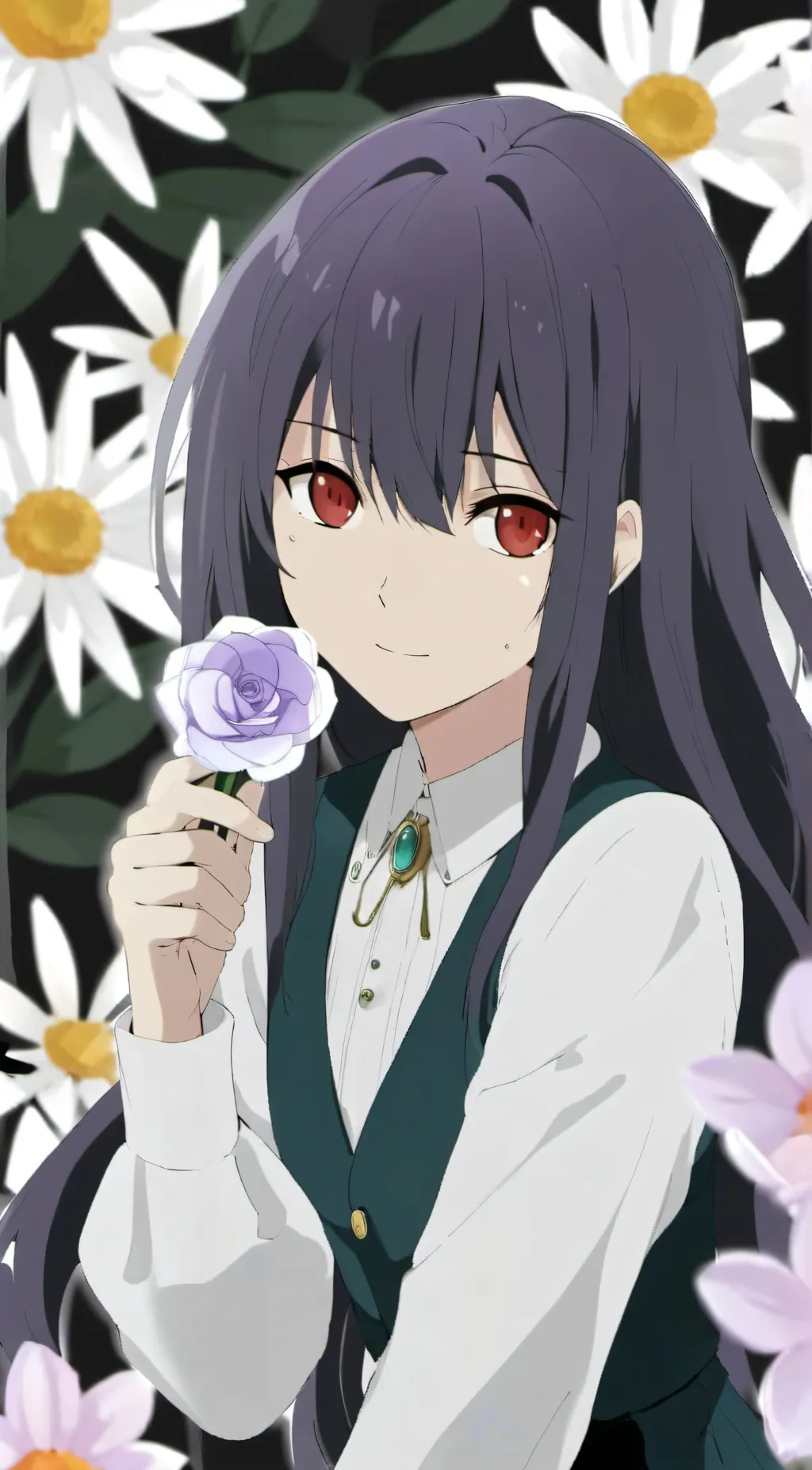 ai character: Black rose background
