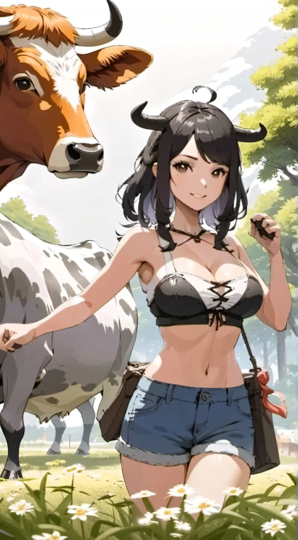ai character: Milk cow girl background