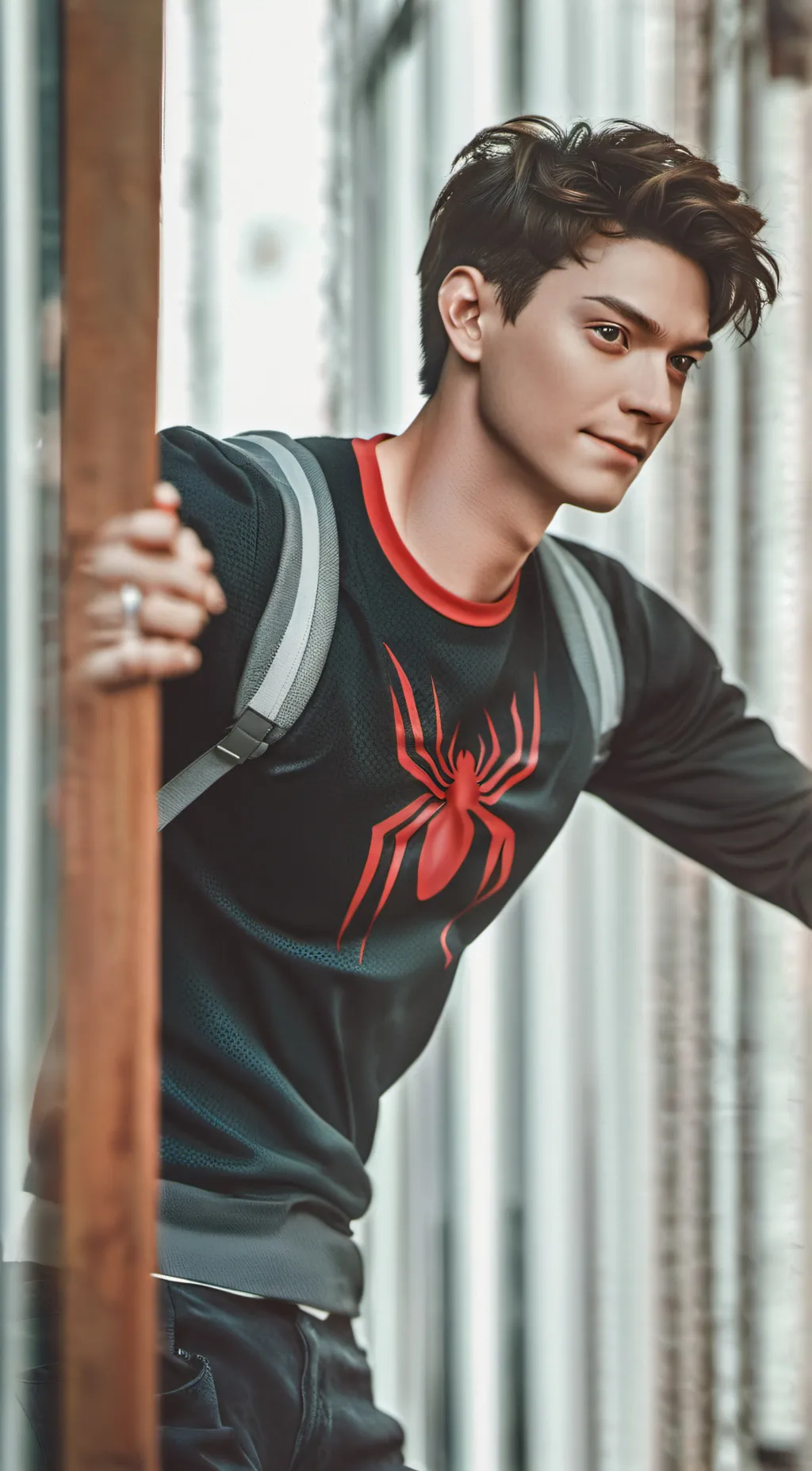 ai character: Peter parker  background