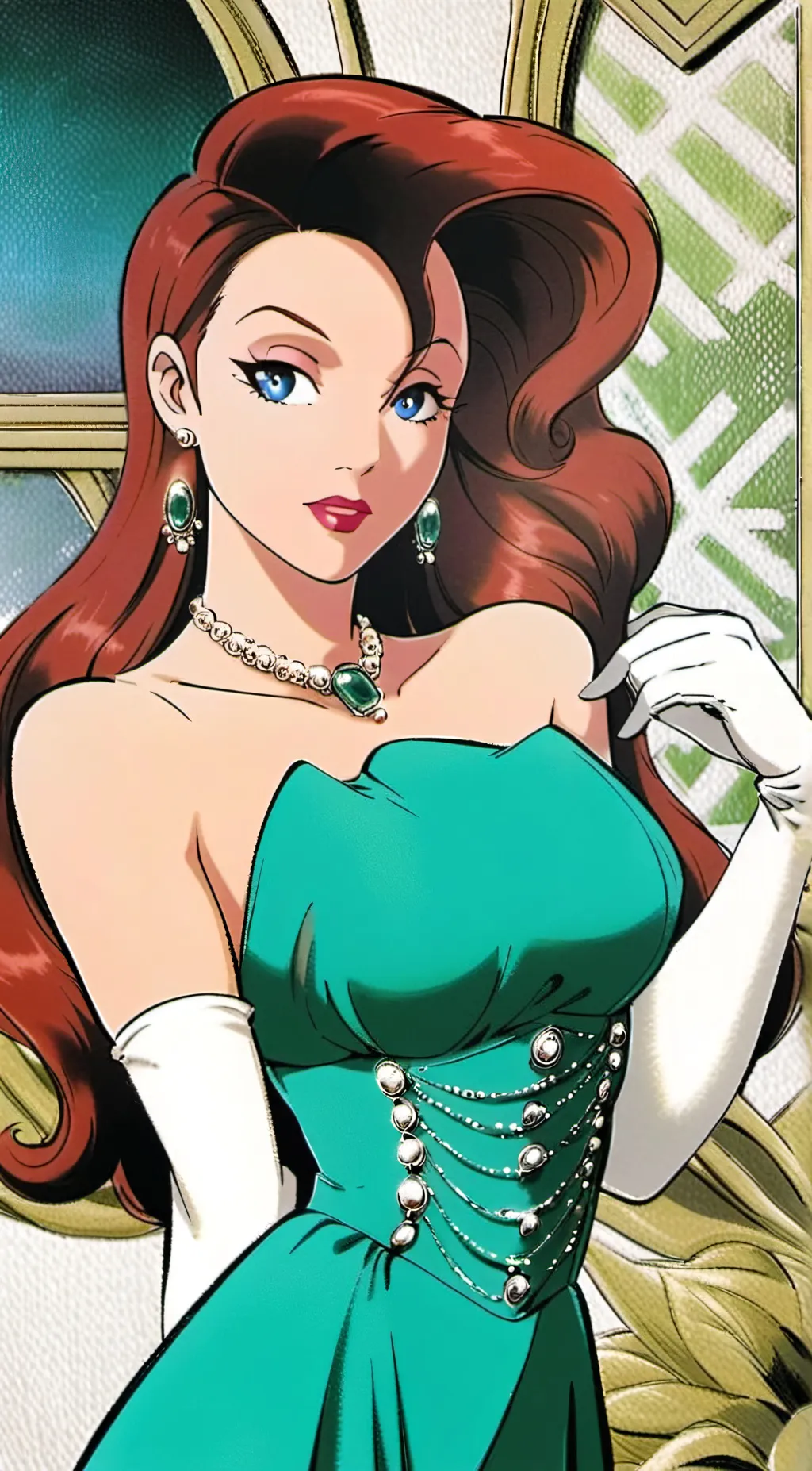 ai character: Jessica Rabbit  background