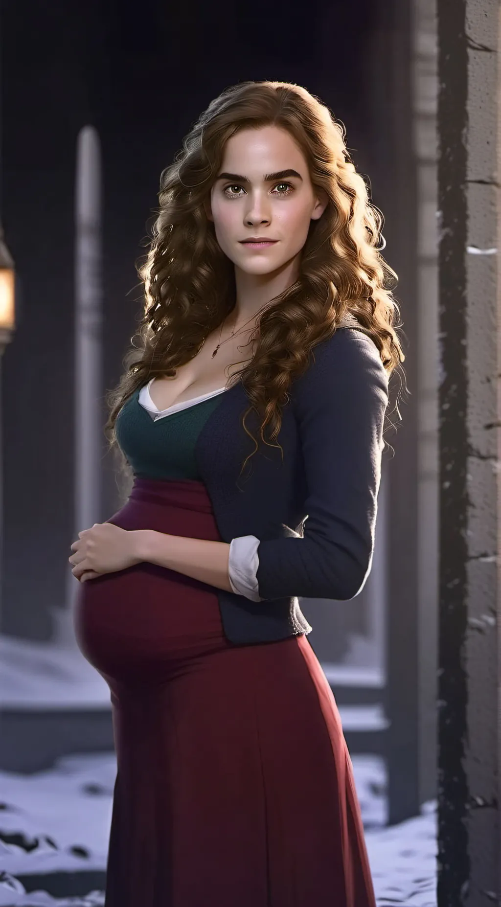 ai character: Hermione PREGNANT  background