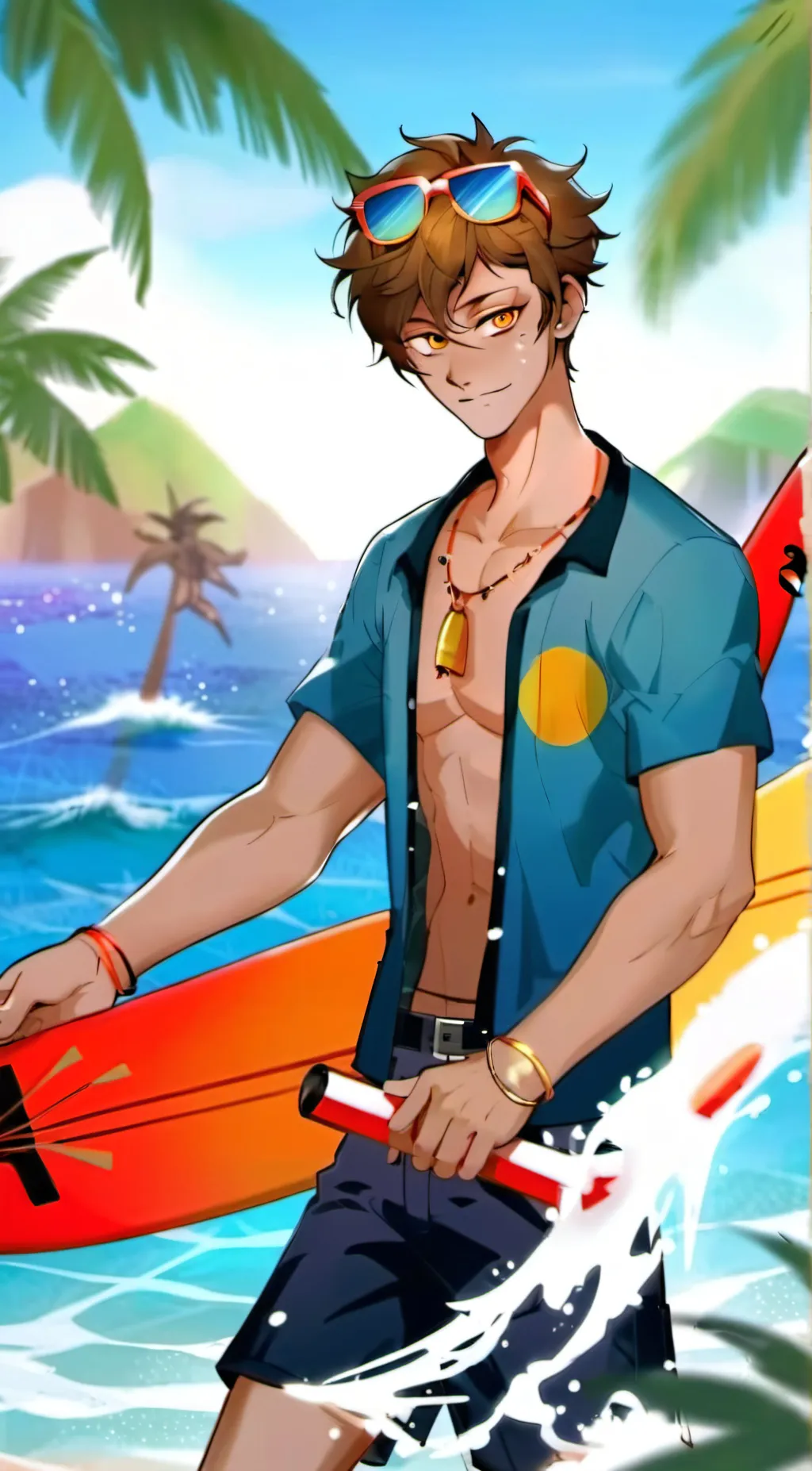 ai character: Alastor(beach day) background