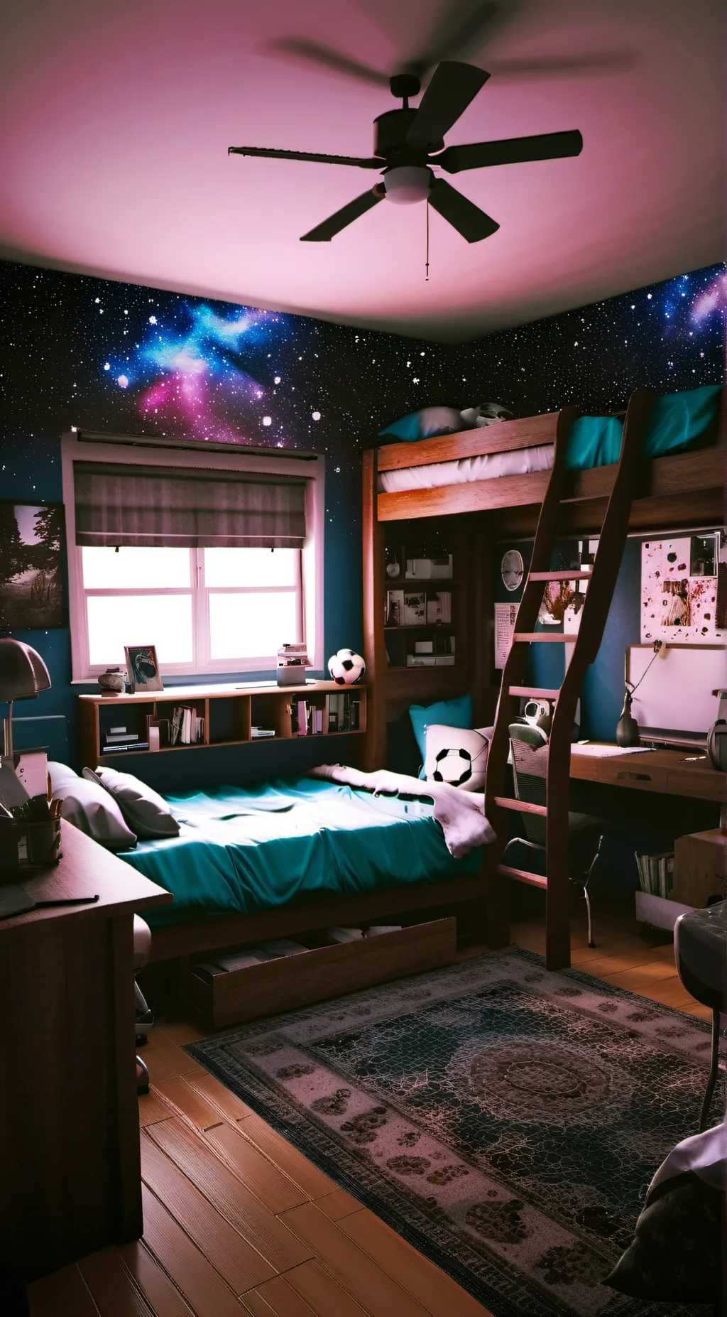 ai character: college dorm room background