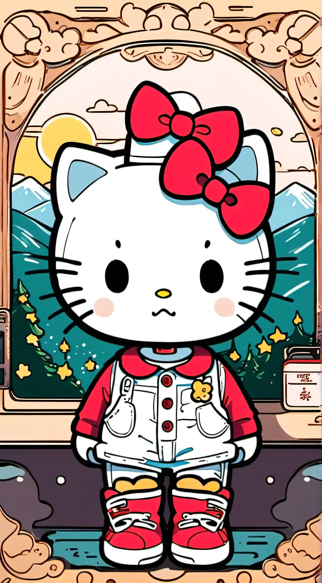 ai character: Hello kitty background