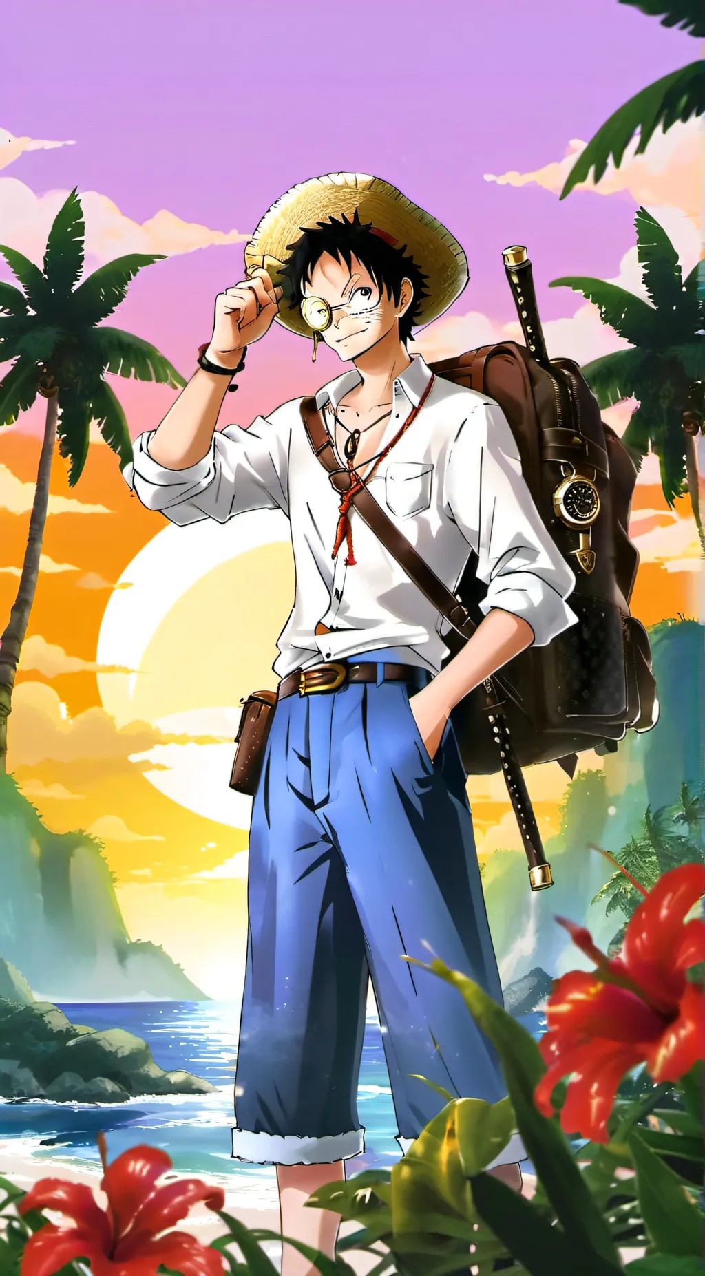 ai character: ‘monkey D Luffy’ background