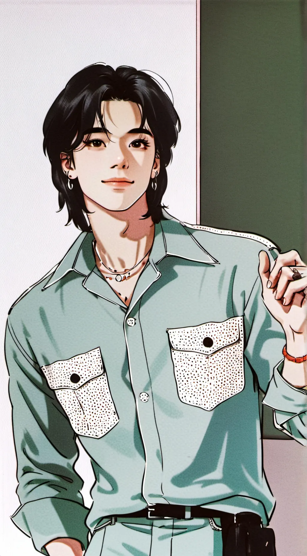 ai character: Hawng Hyunjin  background