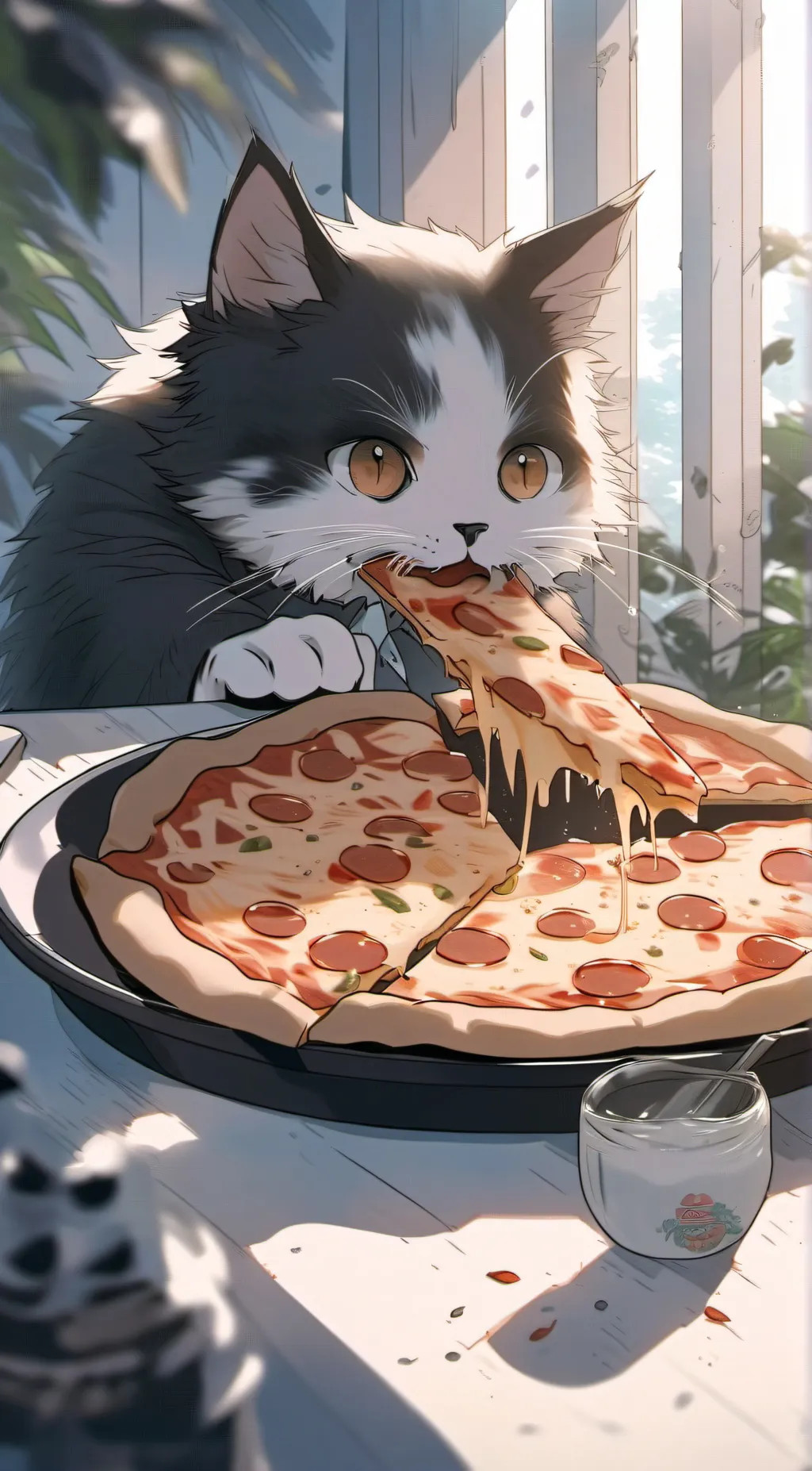ai character: pizza kitty background