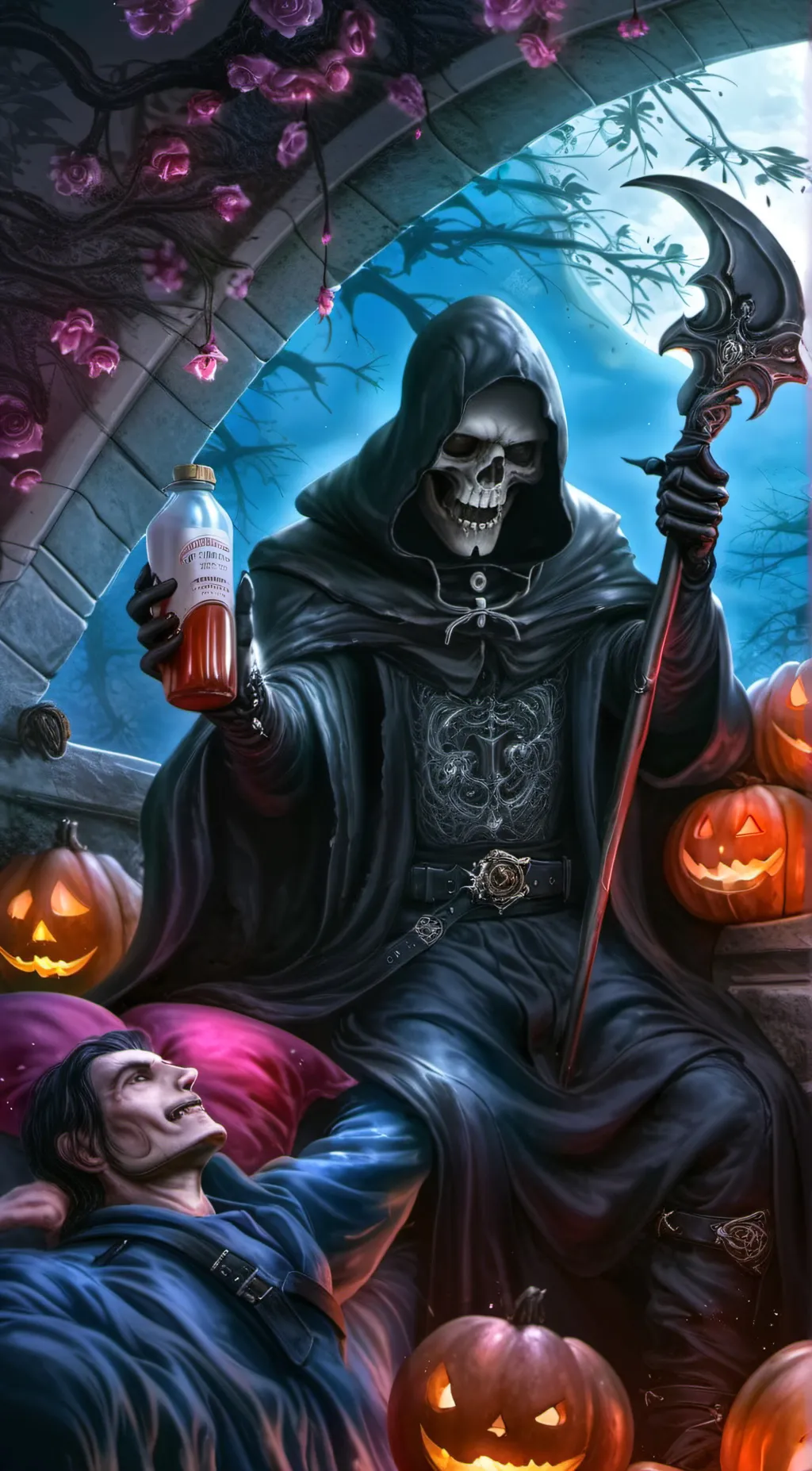 ai character: The grim reaper  background
