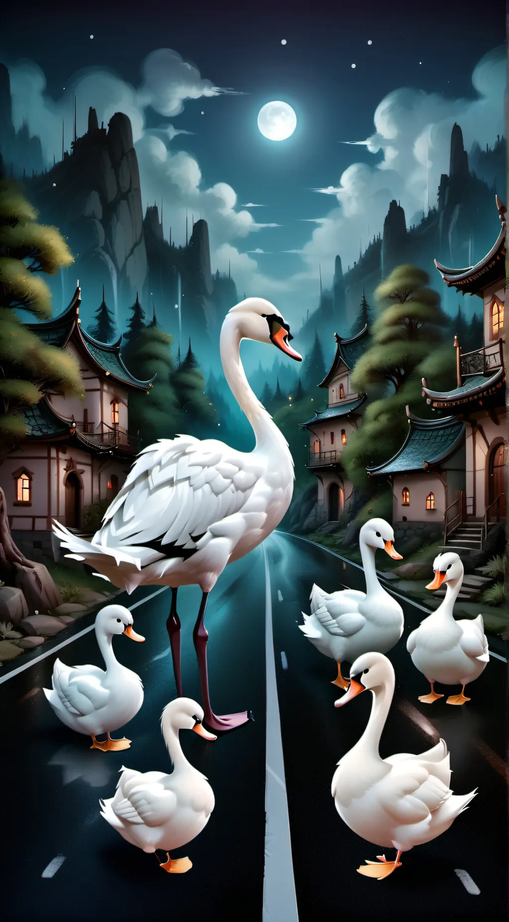Talkie AI - Chat with swans on a road