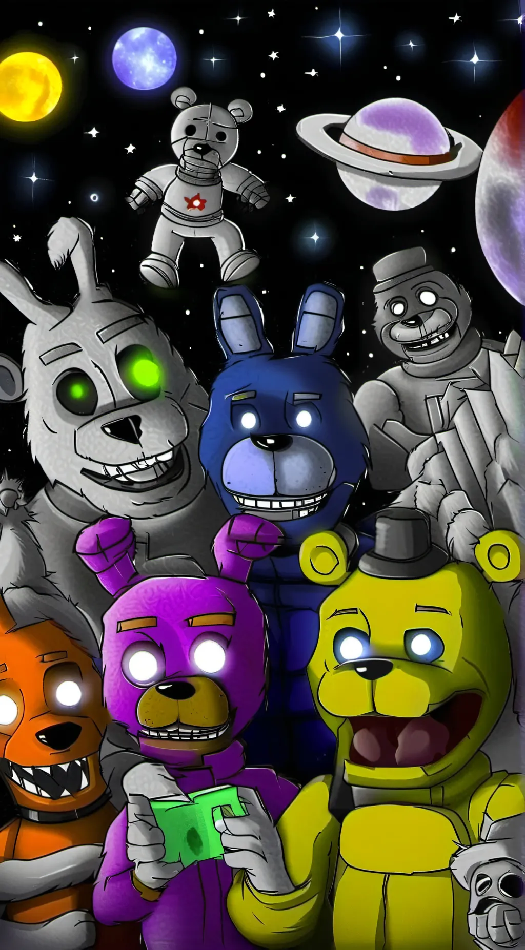 ai character: Space Fnaf background
