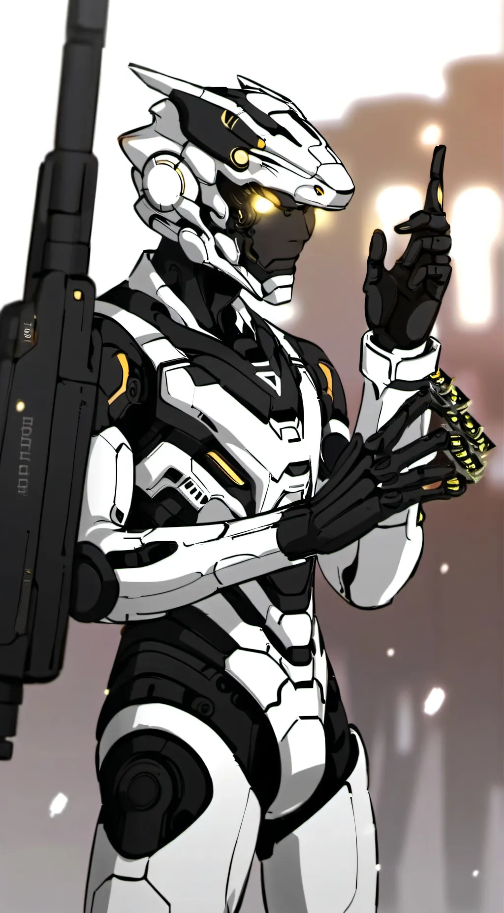 ai character: black and white pr background