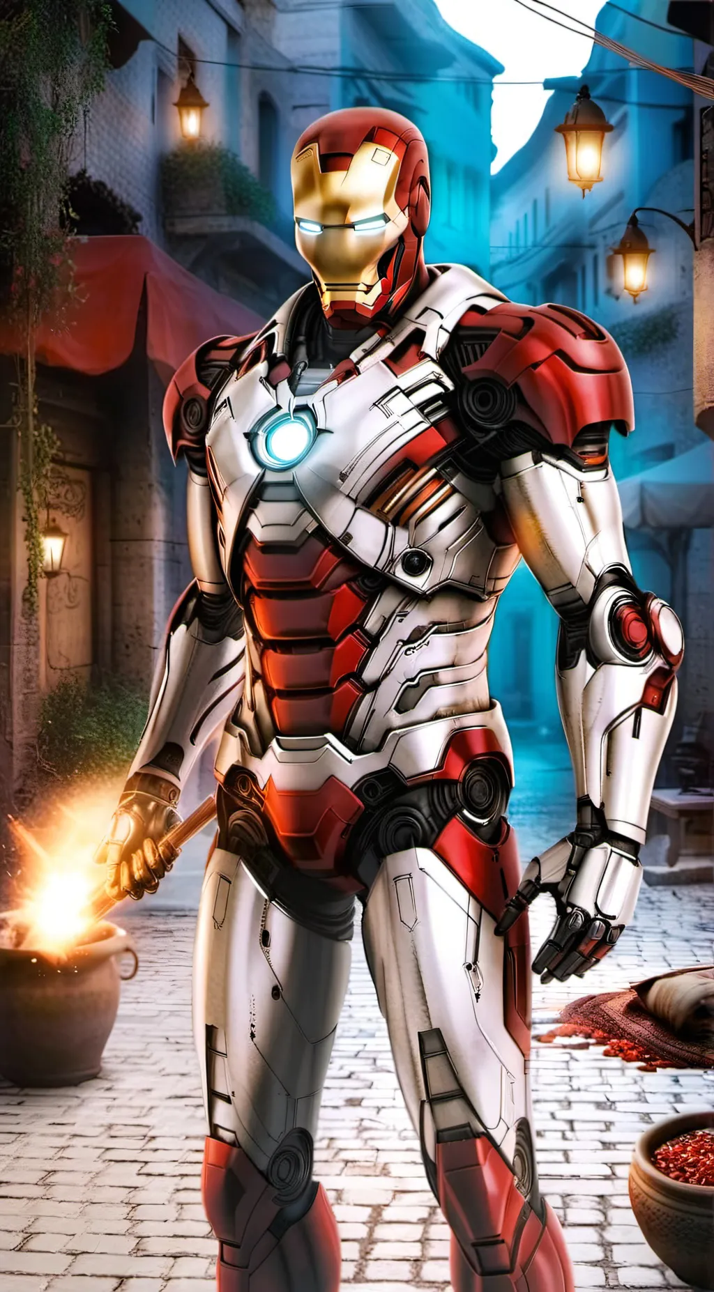 ai character: iron man طه ساهل background