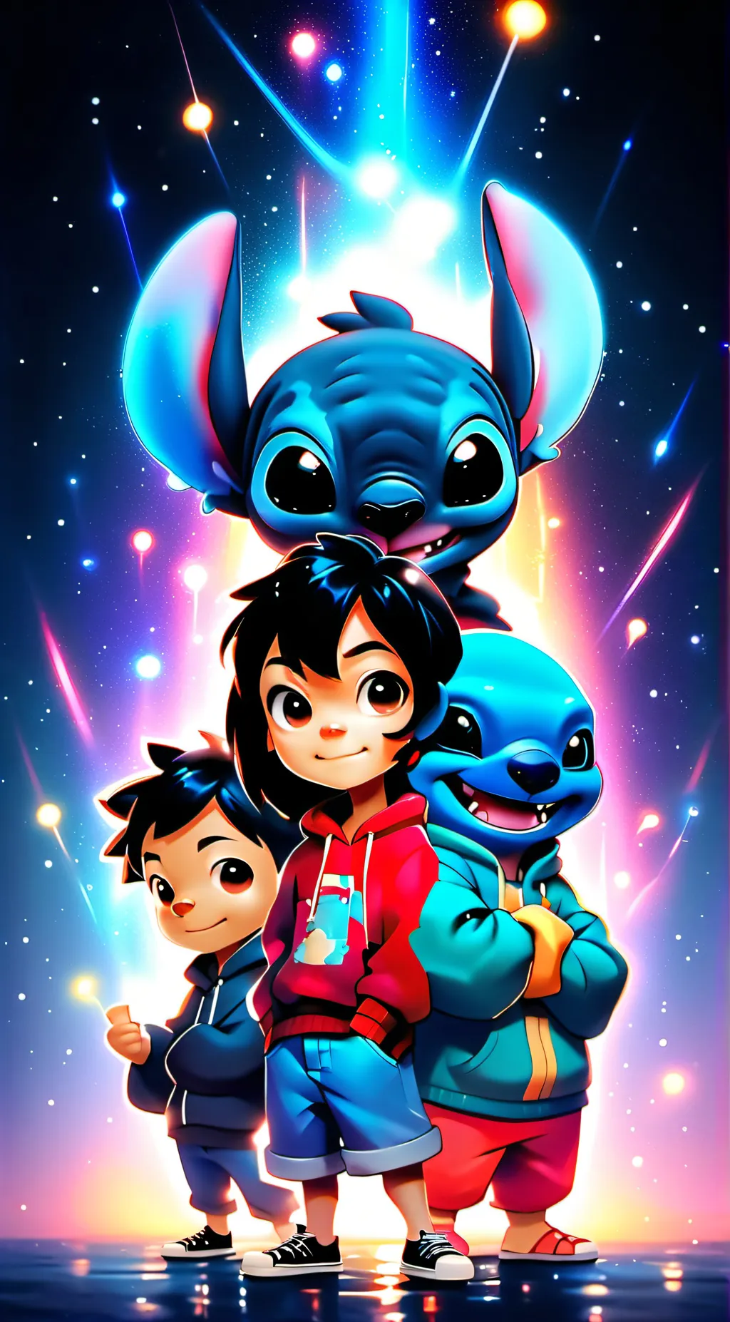 ai character: stitch  background