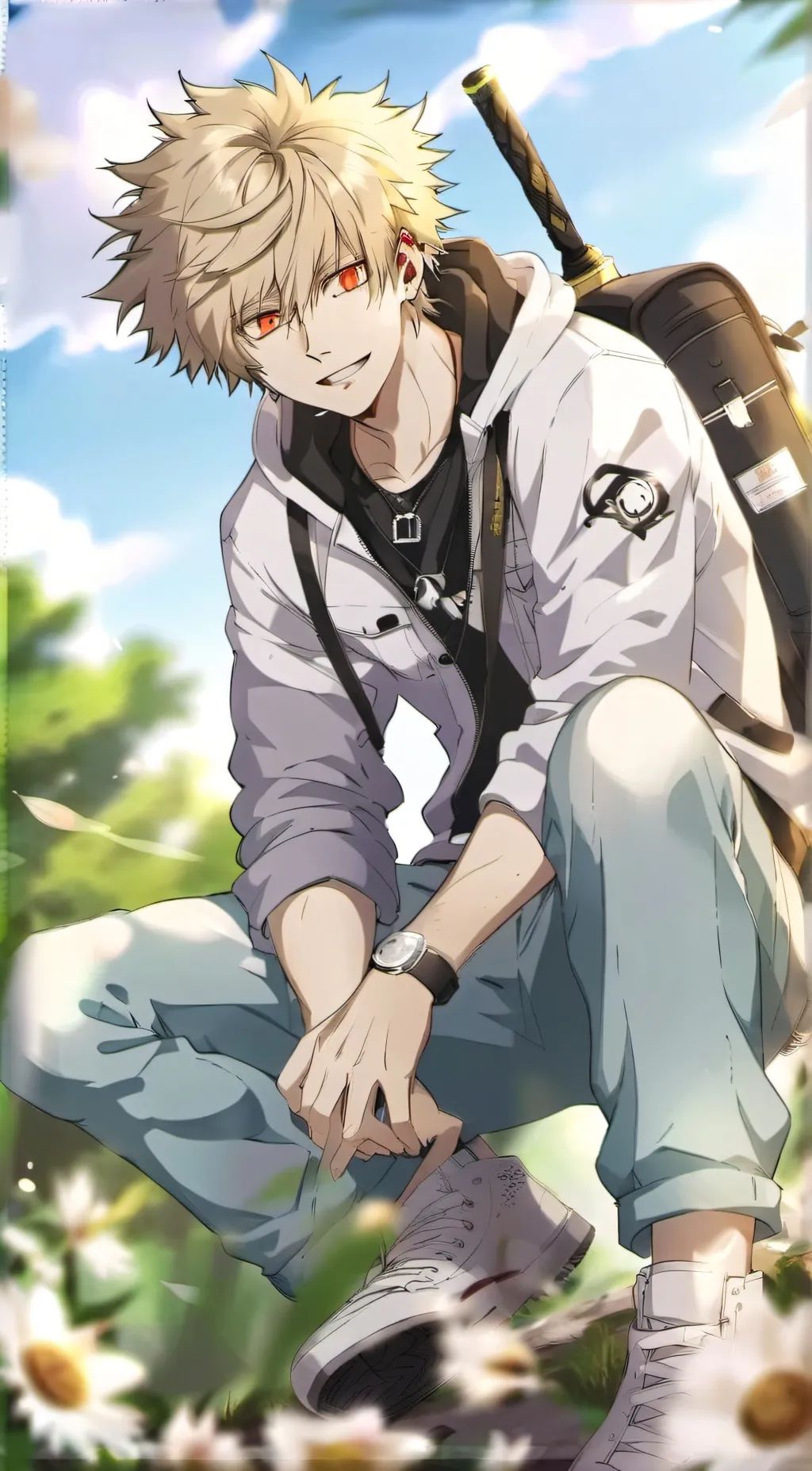 ai character: bakugo  background