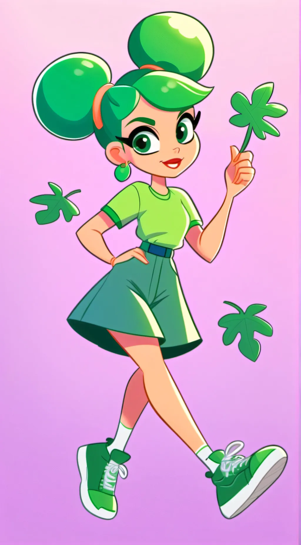 ai character: leafy background