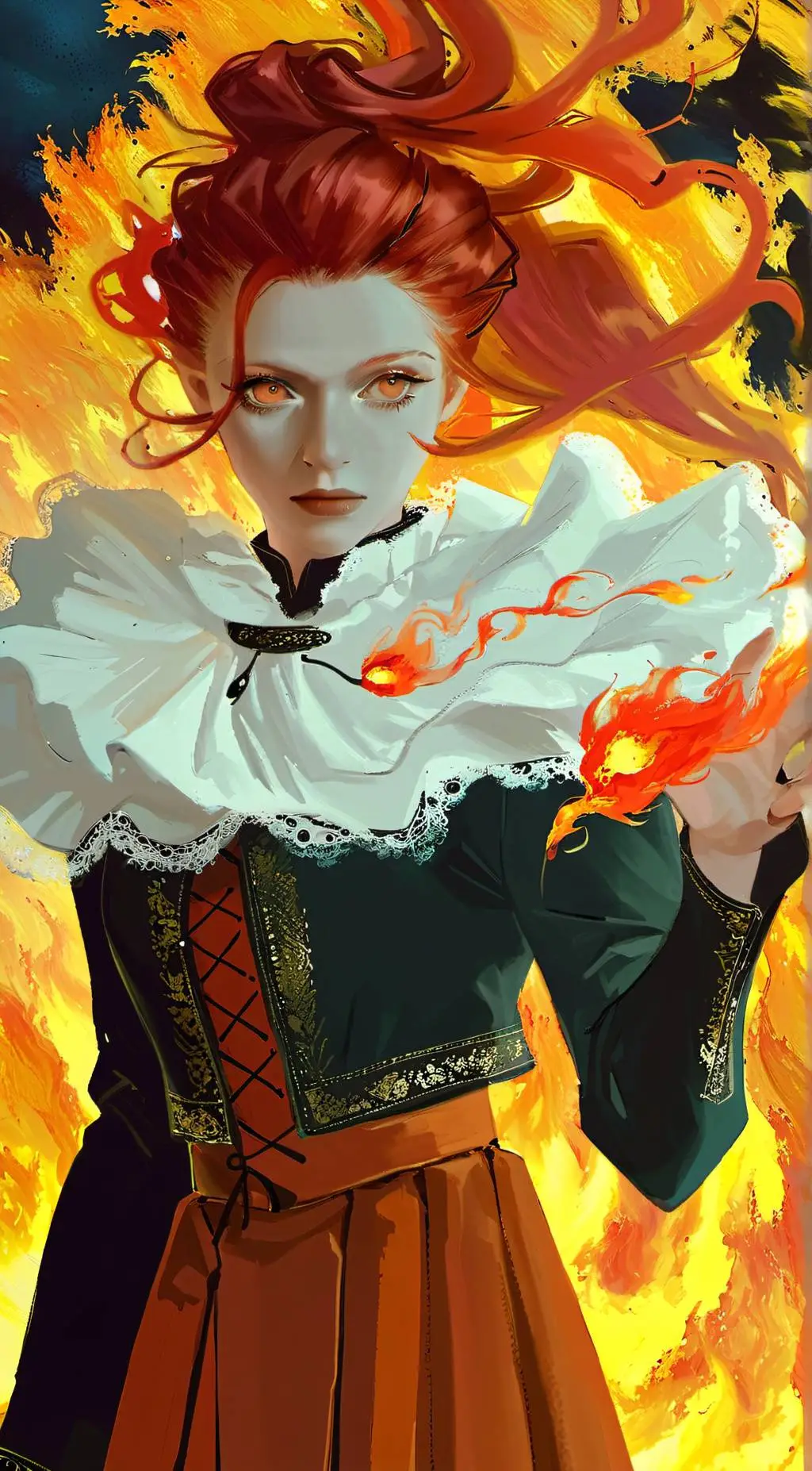 ai character: fire background