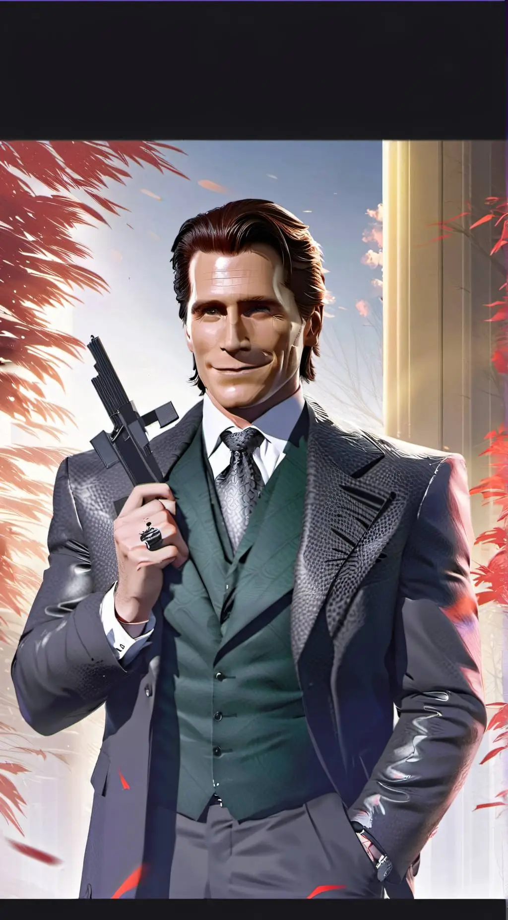 ai character: Patrick Bateman  background