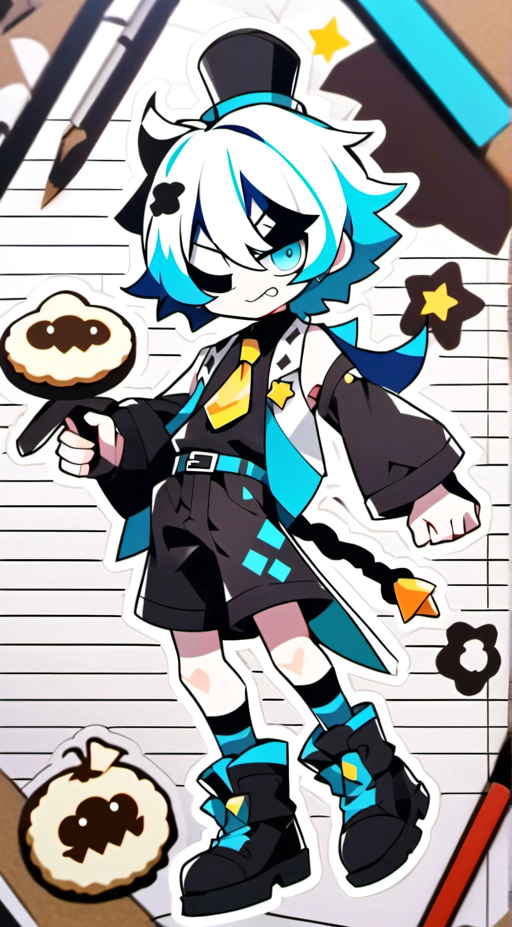 ai character: shadow milk cookie background