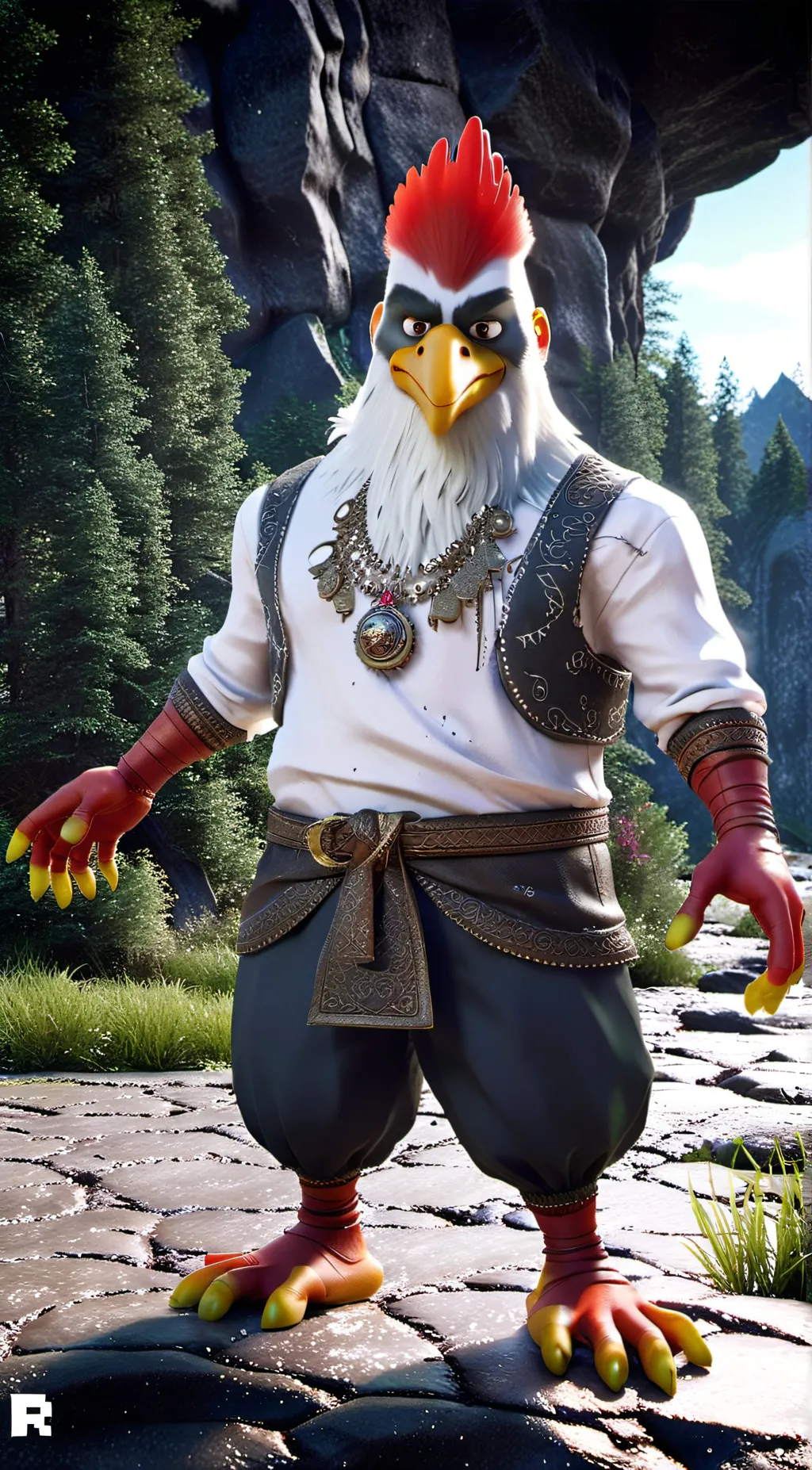 ai character: Kickin chicken  background