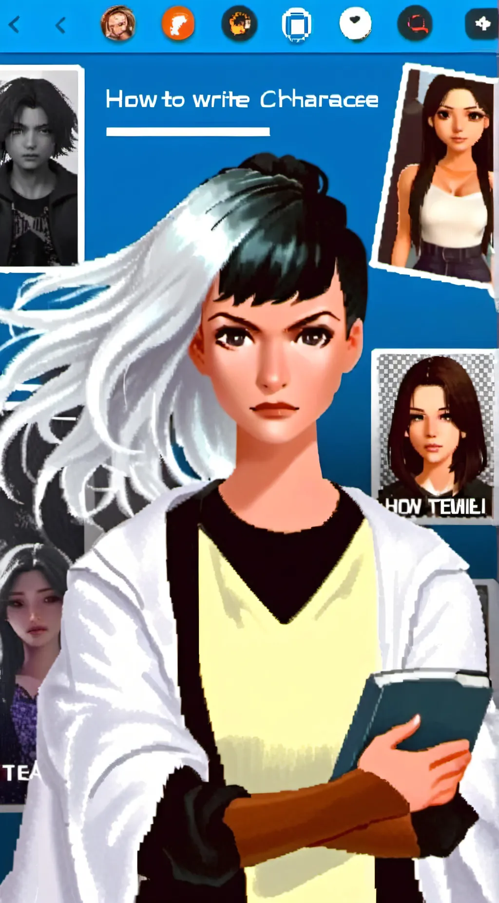 ai character: Female Write AI background