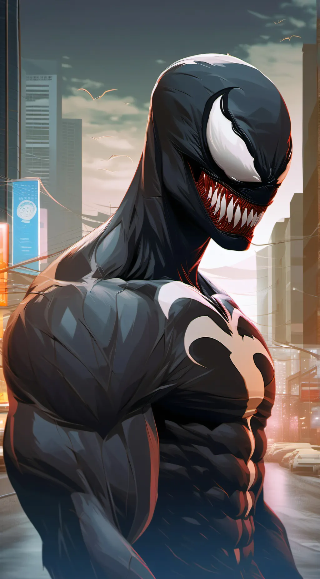 ai character: Venom X MHA  background