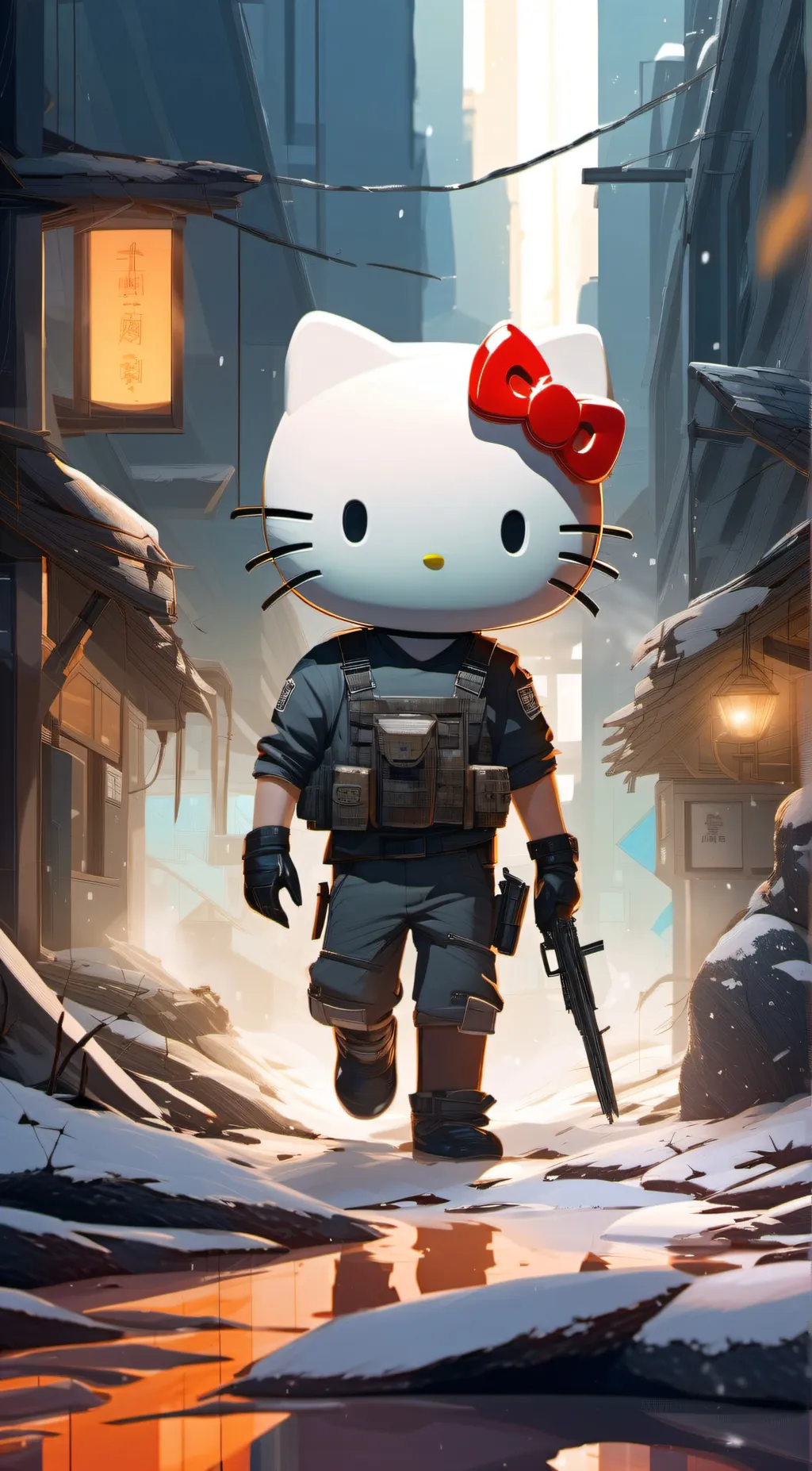ai character: HELLO KITTY background