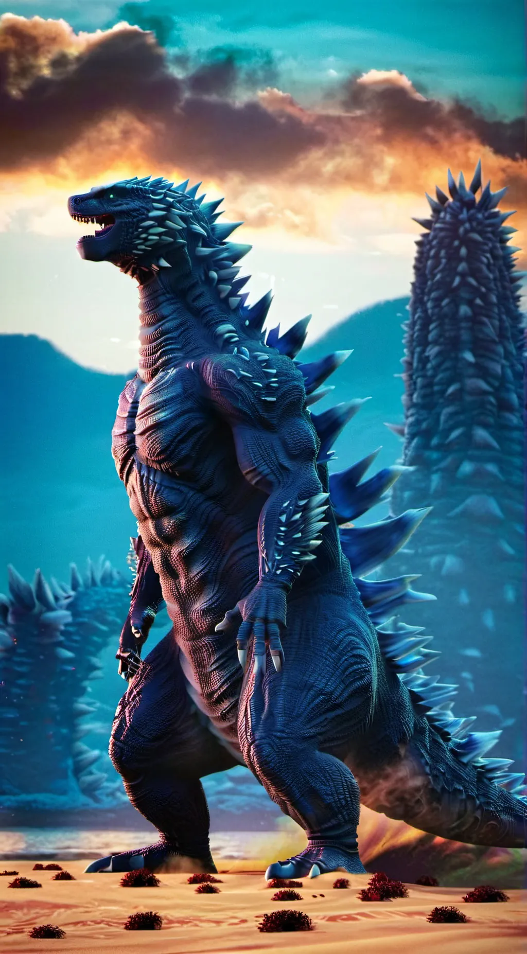 ai character: Godzilla background