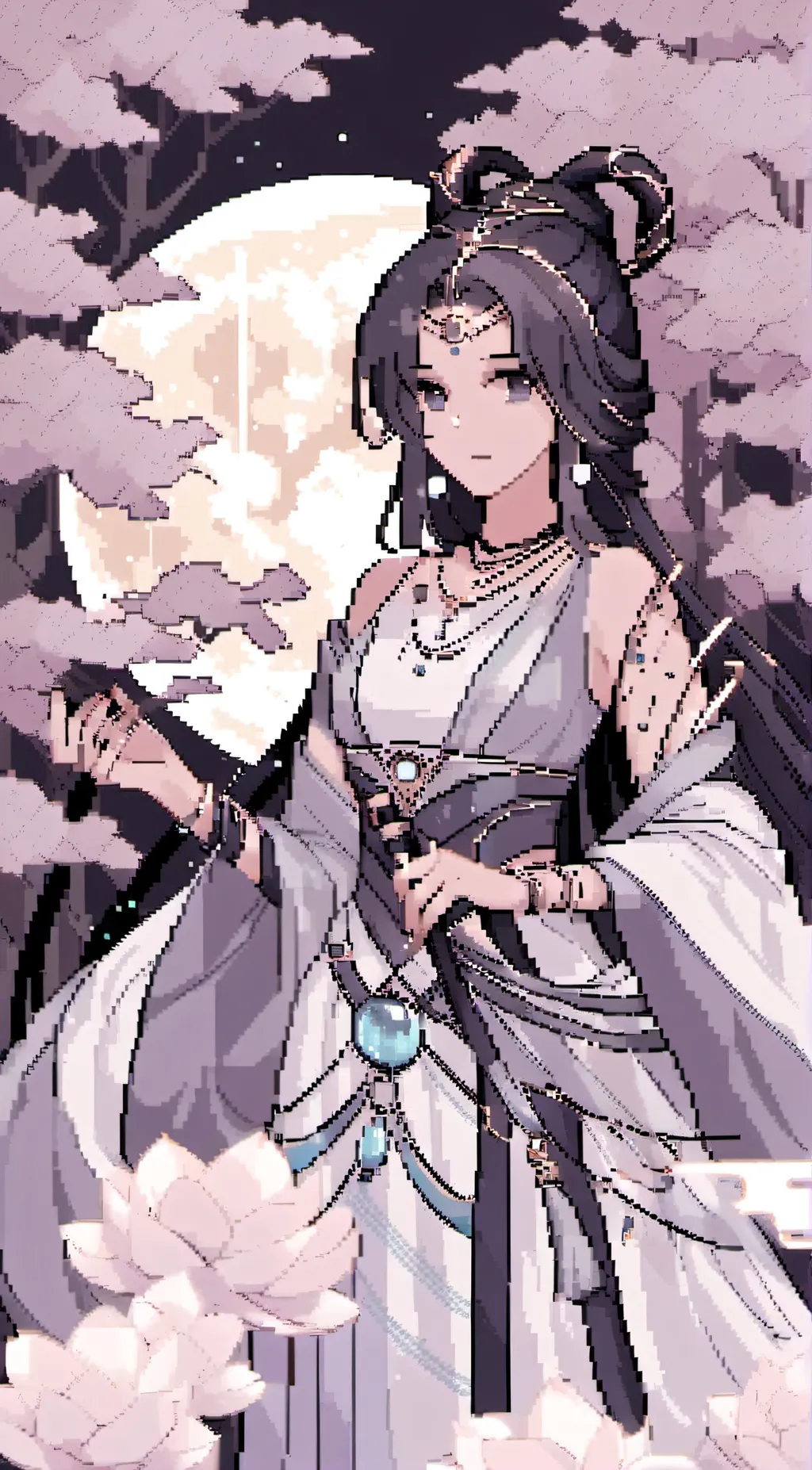 ai character: moon goddes background