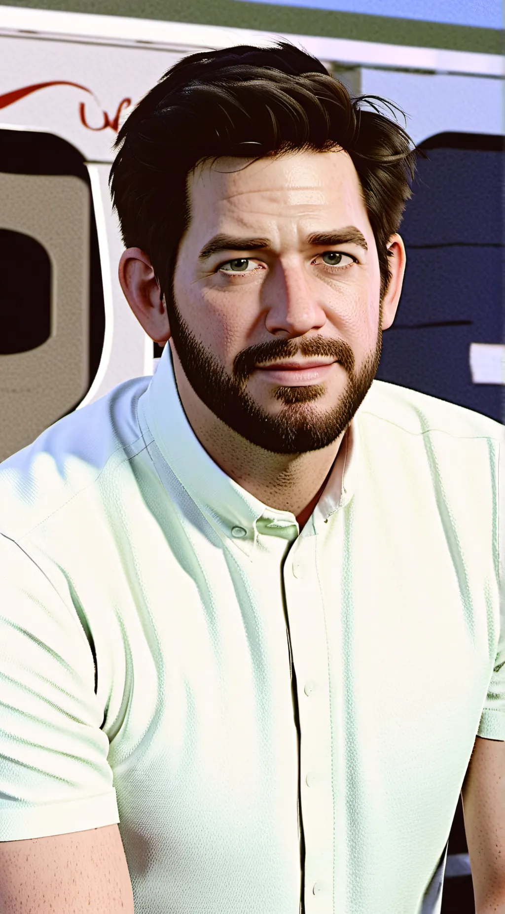 ai character: John krasinski  background