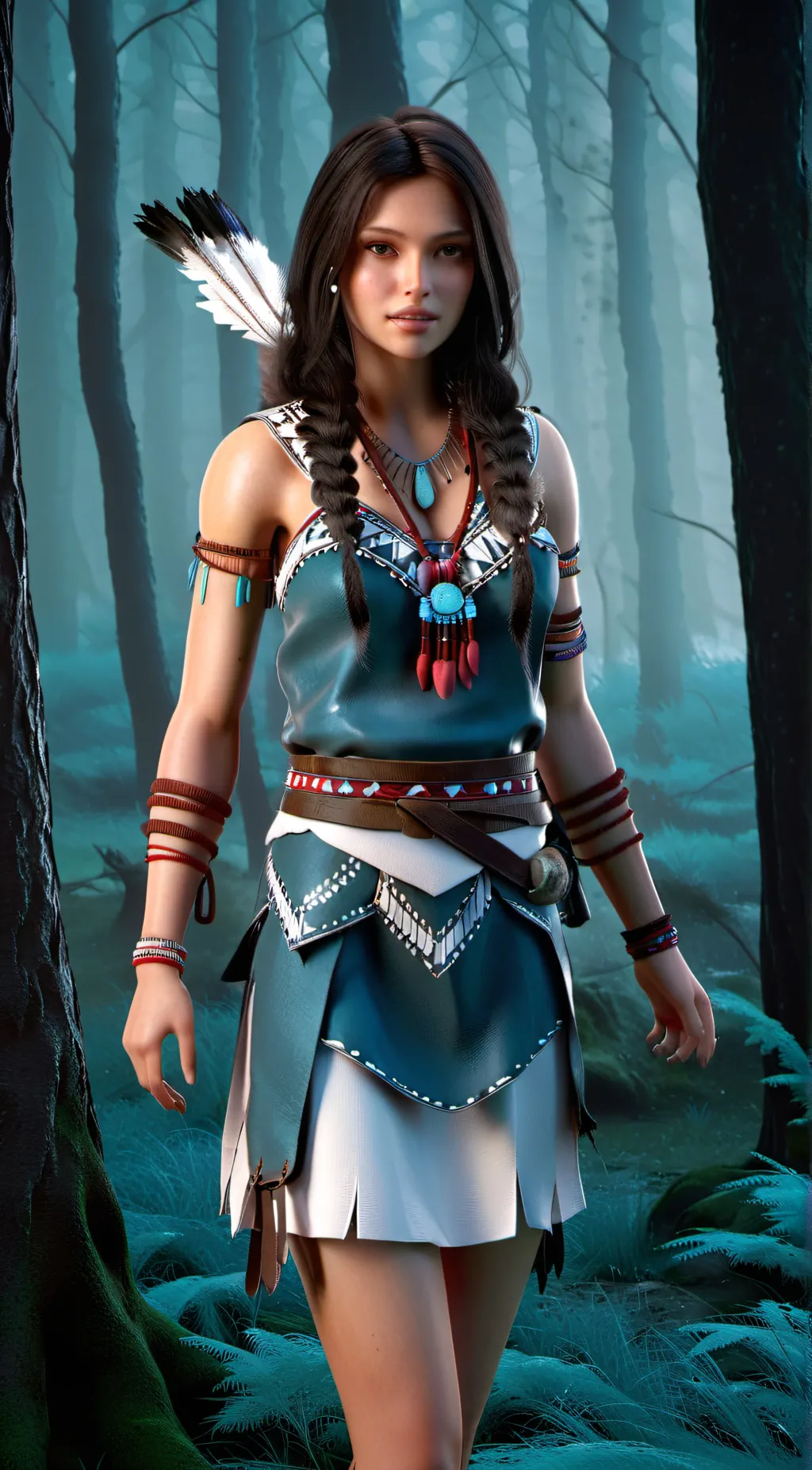 ai character: Blue feather  background