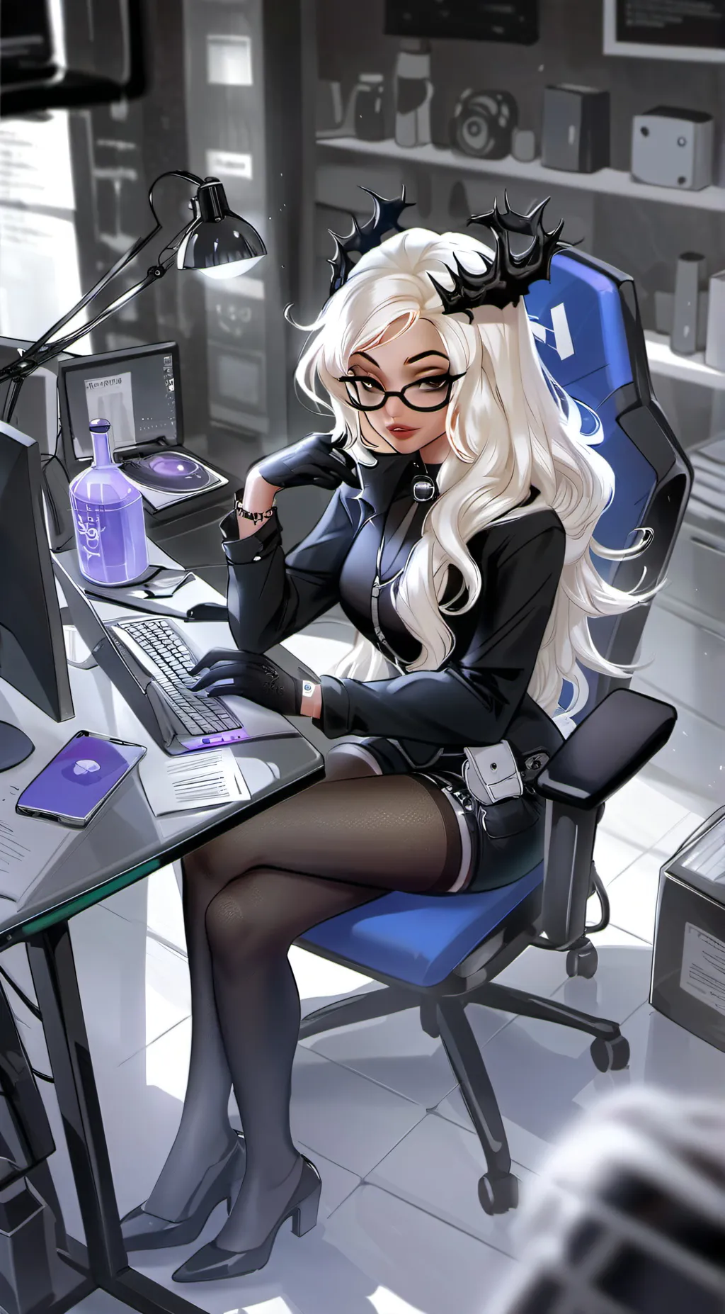 ai character: Alaska violet background